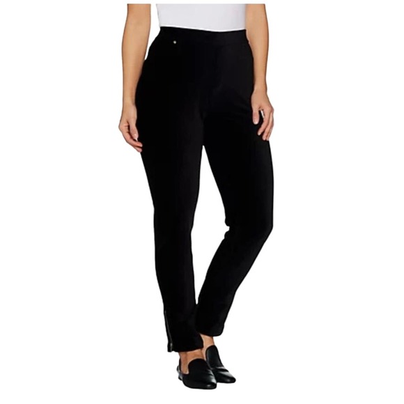 Susan Graver Pants - Susan Graver Regular Knit Corduroy Straight Leg Pull-On Pants BLACK SIZE S NWOT